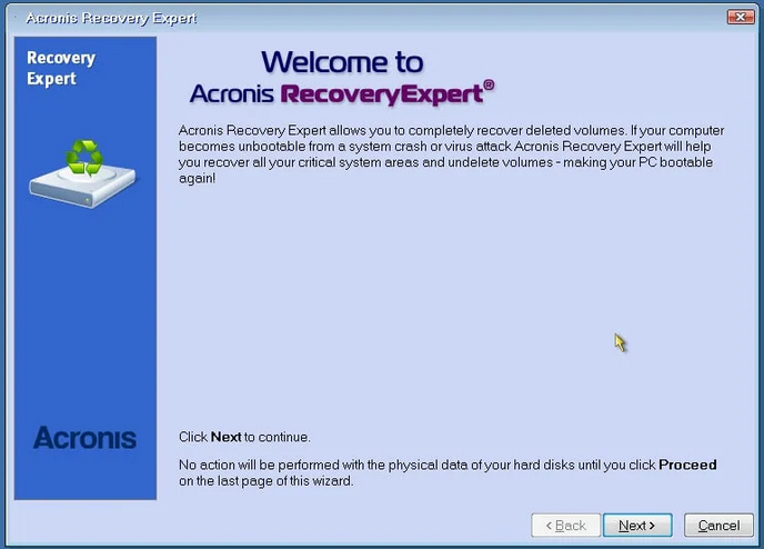 Acronis Recovery Expert Wizard | partition recovery