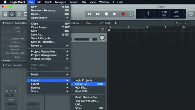 Remove Hiss with Logic Pro step 1