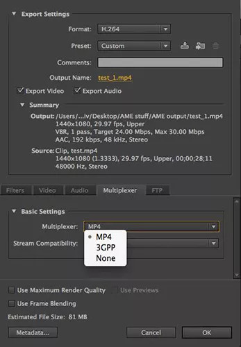 Adobe MediaEncoder | Konvertieren Sie 3gp in mp4