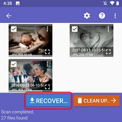 Use Best Deleted Photo Recovery App step 2 | recover deleted photos Android