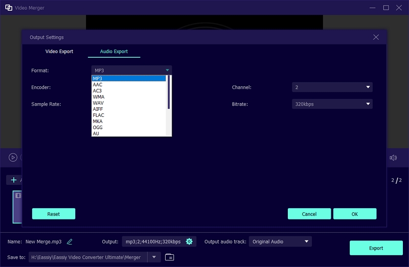 Eassiy Audio Merge step 3