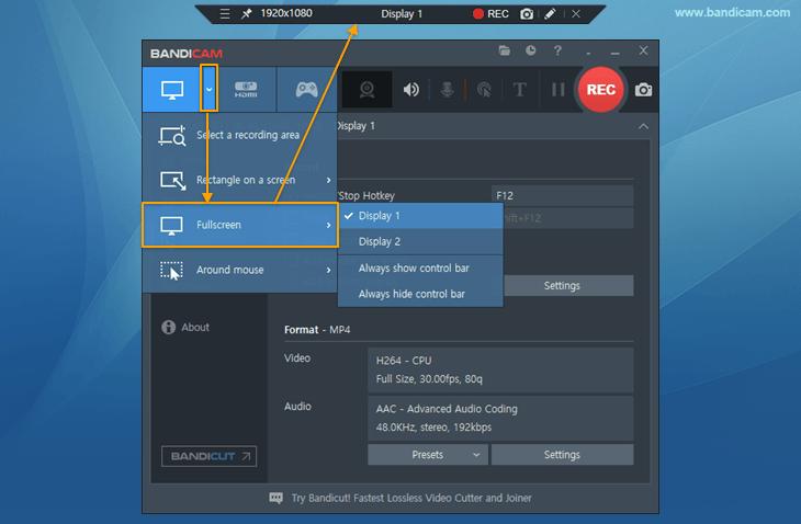 Use Bandicam Screen Recorder step 3 | bandicam