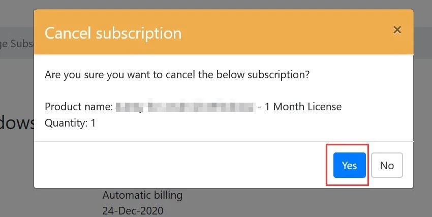 cancel subscription on MyCommerce step 4