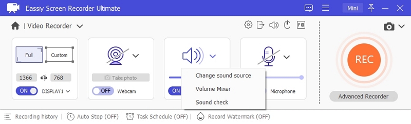 Wählen Sie die Audioeinstellung | Bildschirmrekorder für Low-End-PC