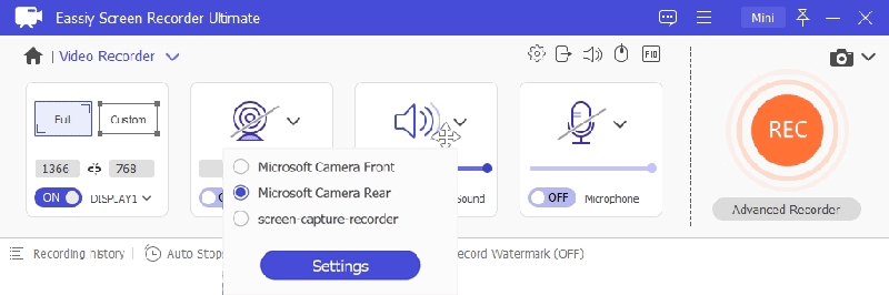 カメラを開く | Facecam付きスクリーンレコーダー
