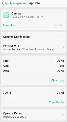 Löschen Sie die Kamera-App-Daten | Android beschädigte Wiederherstellung