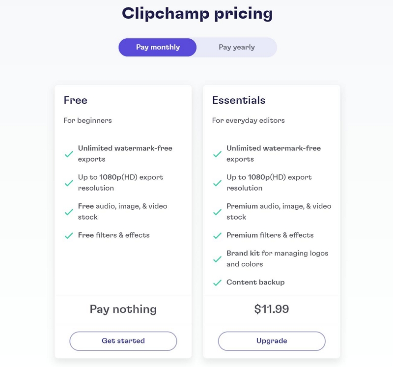 Preise | Clipchamp Bildschirmrekorder