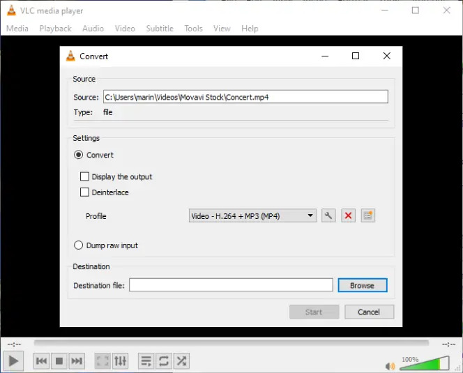 with VLC Media Player step 4 | how to compress mp4 video