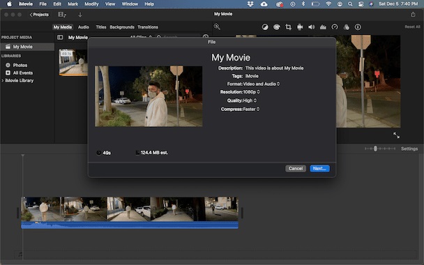 in iMovie Mac | Komprimieren Sie 4k-Videos