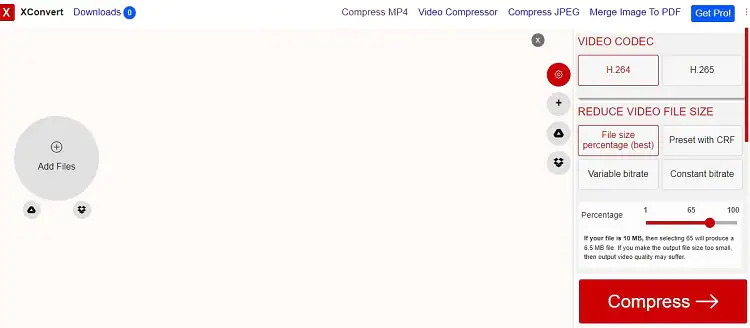 from XConvert | how to compress mp4 video