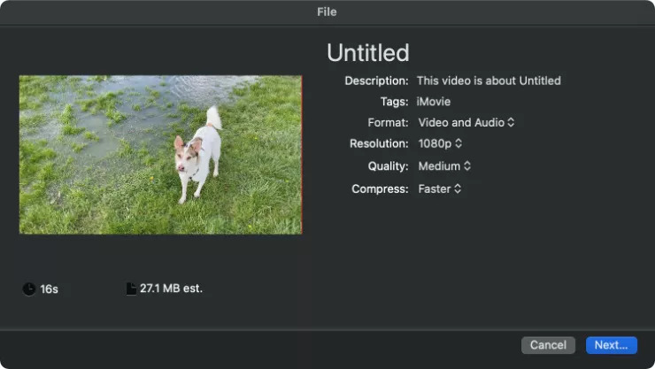 auf iMovie Schritt 1 | video quicktime komprimieren