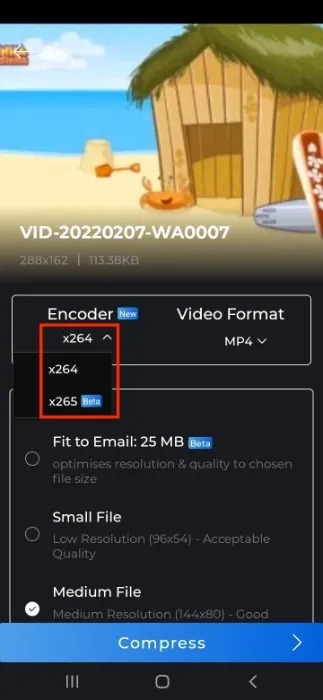 Encoder | how to compress a video on android