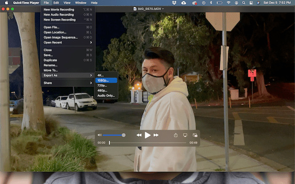 mit QuickTime | Komprimieren Sie 4k-Videos