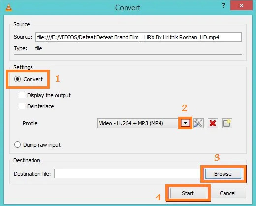 by Changing Video Format | compress video with vlc