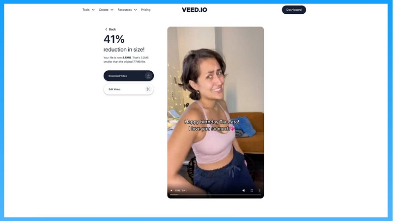 Use Veed.io step 4 | compress video for website background