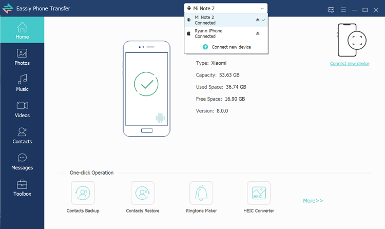 transfer data between iOS and Android step 1