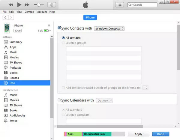 via iTunes | transfer contacts from android to iphone