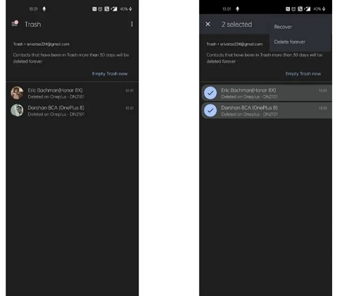 Verwendung der Kontakte-App Schritt 2 | Gelöschten Kontakt Android wiederherstellen