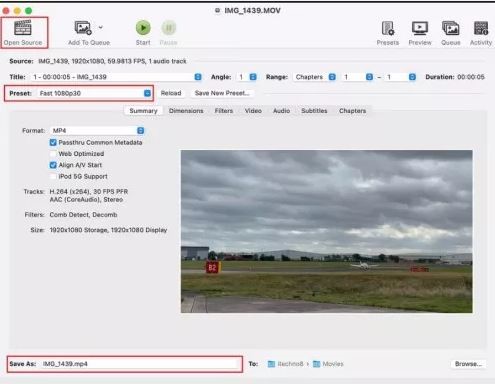 HandBrake | quicktime mov to mp4