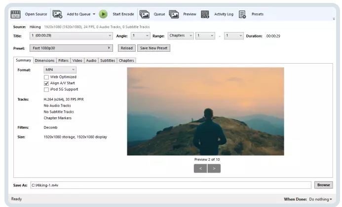 Handbrake | mxf to mp4 converter