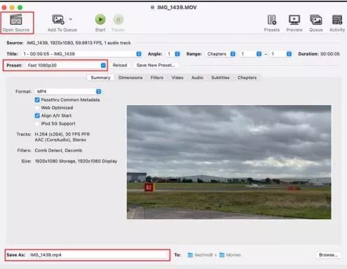 with HandBrake | Convert MOV to MP4 on Mac 