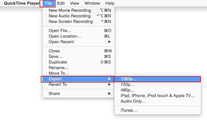 by QuickTime Player step 3 | convert mp4 to mov