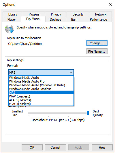 Windows Media Player の使用 | mp4からmp3へ