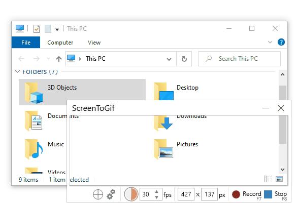 ScreenToGif ステップ 2 を使用します。 mac 記録画面 gif