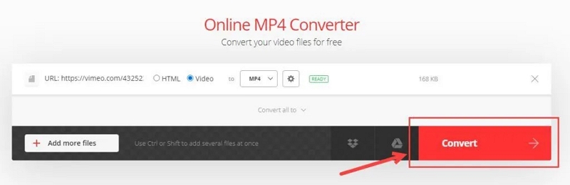 Convertio ステップ 4 経由 | mp4にvimeo