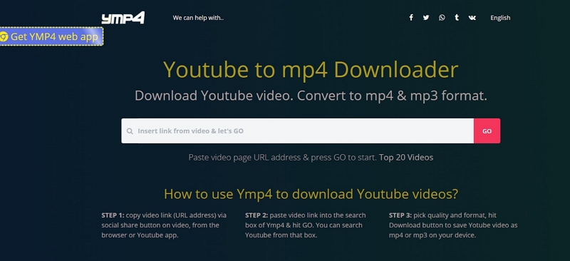 with Ymp4 step 1 | convert youtube video to mp4 on pc