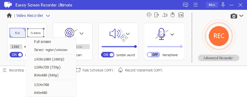 Eassiy Screen Recorder Ultimate Schritt 2 | Bildschirmaufnahme auf Mac-Verknüpfung