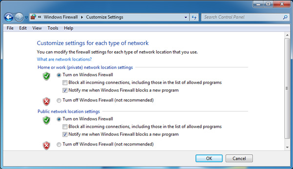 customize firewall settings