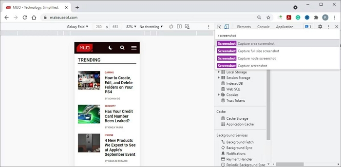 using Developer Tools | screenshot on pc chrome