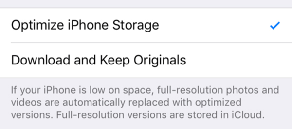 download and keep originals option | Keep Originals in iCloud Photo Library