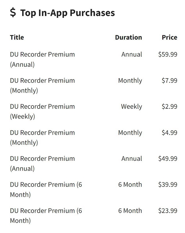 pricing | du recorder