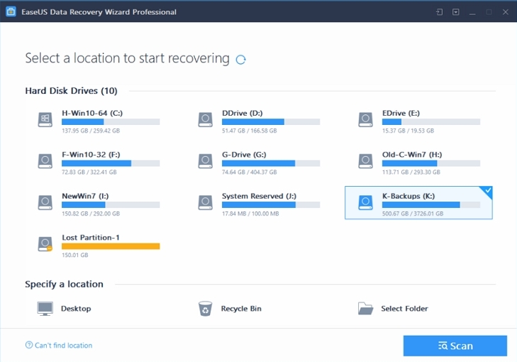 interface | EaseUS Data Recovery Wizard