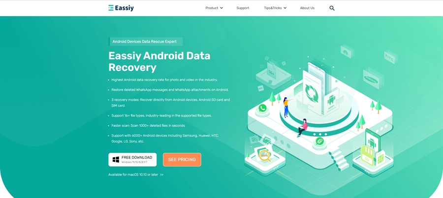 Eassiy Android Data Recovery step 1 | recover deleted WhatsApp videos android