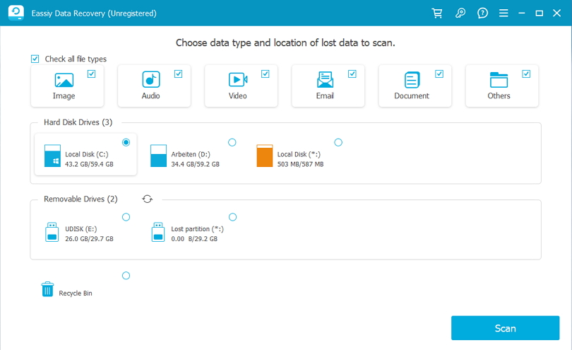 Eassiy Data Recovery step 2 | MiniTool Power Data Recovery