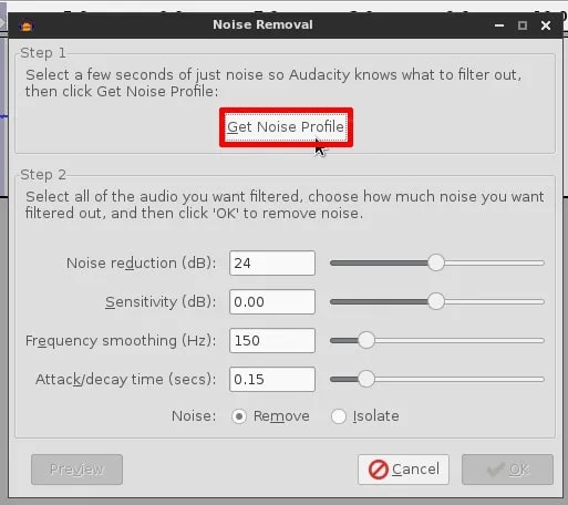Remove White Noise From Audio Using Audacity step 5