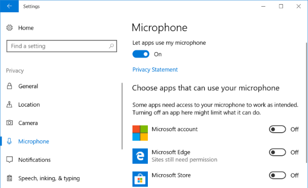 enable microphone access windows 10