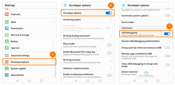 HUAWEI Phone ステップ 2 | USB デバッグ モードを有効にする