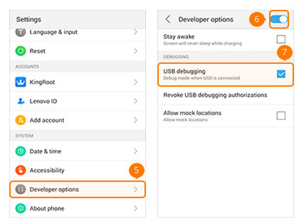 Lenovo Telefon Schritt 2 | Aktivieren Sie den USB-Debug-Modus