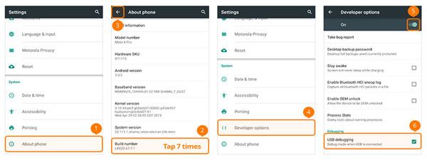 Motorola-Telefon | Aktivieren Sie den USB-Debug-Modus