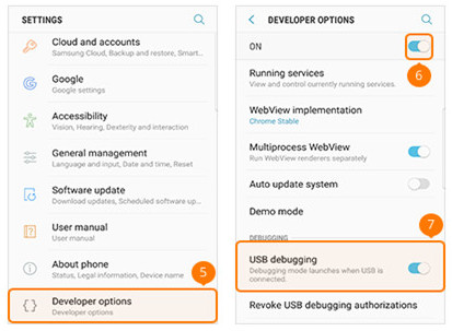 Samsung Galaxy S8/S8+ step 2 | Enable USB Debug Mode