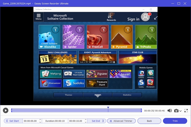 Eassiy screen recorder ultimate step 5 | windows 10 game bar record full screen