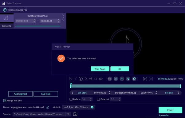 Eassiy Audio Editor step 4 | trim M4A