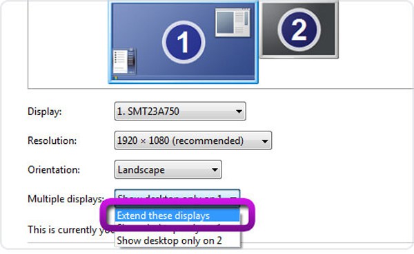 extend displays settings