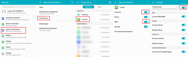 fonego permission allow | connect phone device
