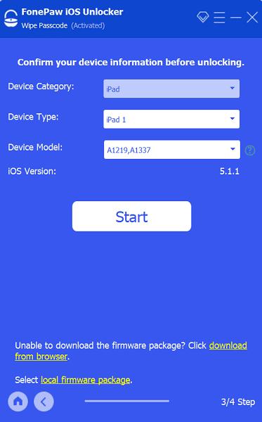 FonePaw iOS unlocker step 2 | iphone password recovery