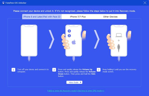 FonePaw iOS Unlocker Schritt 4 | Wiederherstellung des iPhone-Passworts